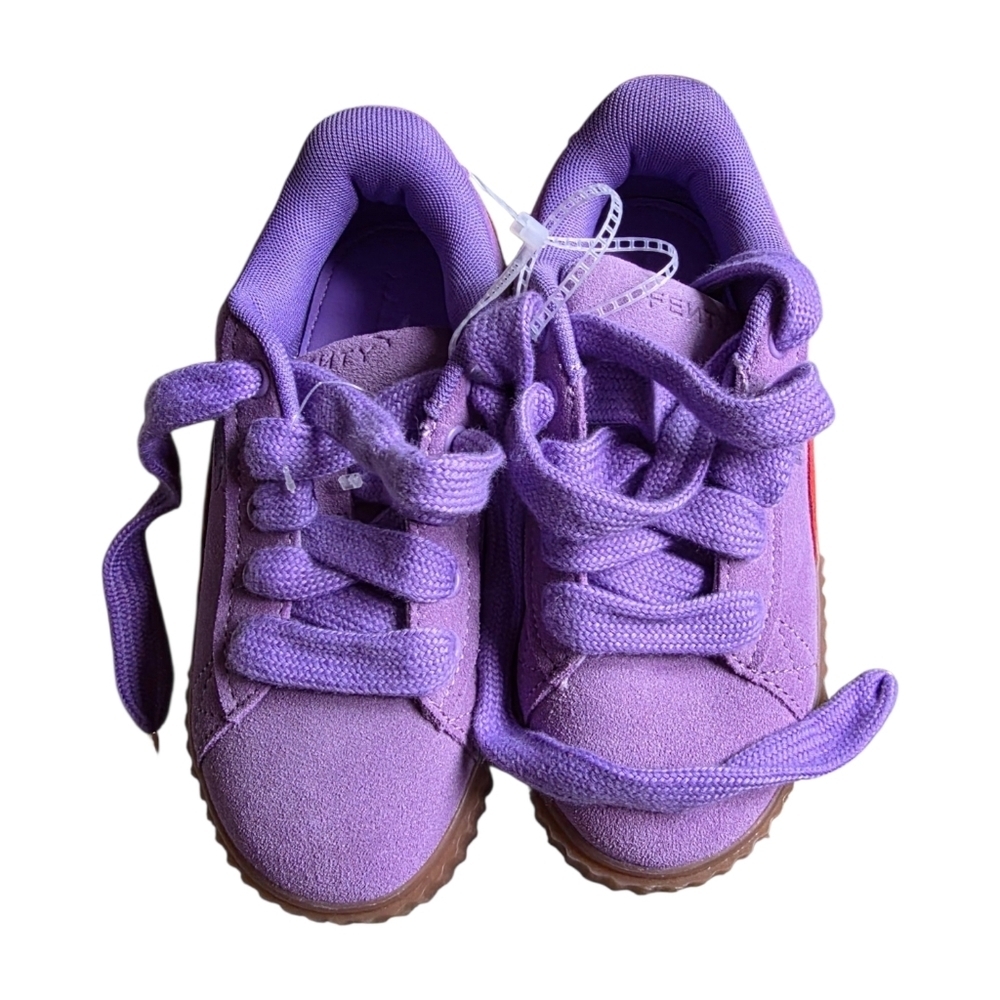 New Puma Kids Purple Casual Sneakers Size 1 - Picture 2 of 4